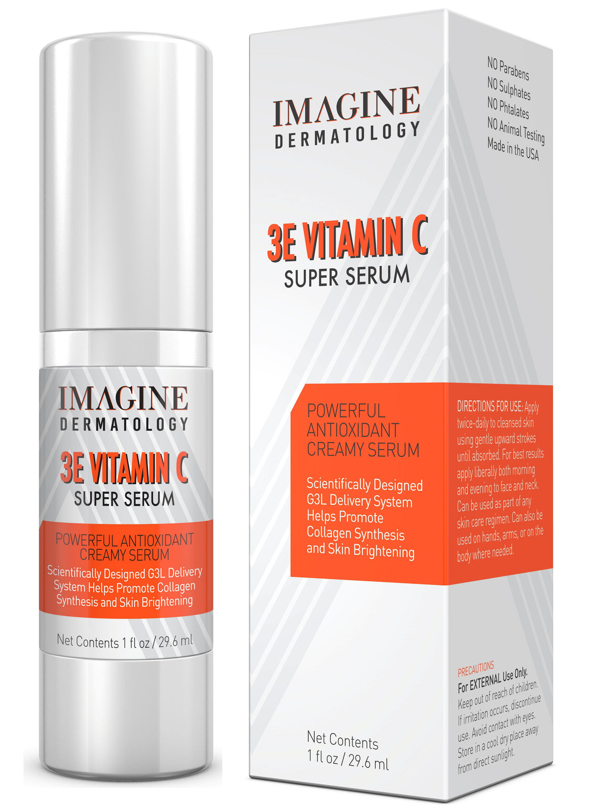 Whitening 3E Vitamin C Creamy Super Serum Anti Aging Intensive Treatment 1 fl oz/ 30 ml With Cutting Edge G3L Delivery System Brightens Skin, Evens Skin Tone, Great for Spots and Scars …