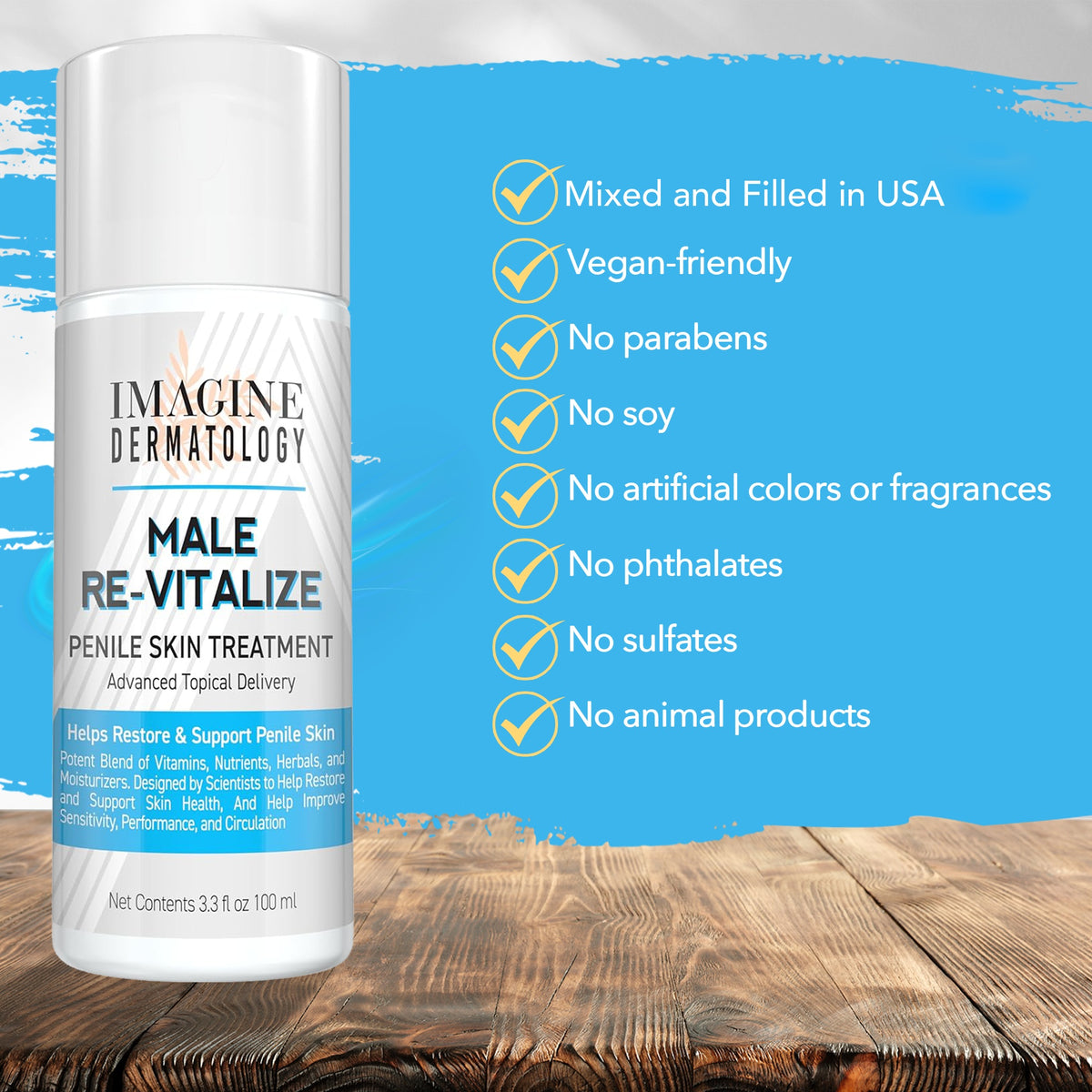 Penile Health Relief Cream No Mess Pump Help Soothe &amp; Restore Red Irritated Chaffed Skin Male Re-Vitalize Travel Size (3.3fl oz/ 100ml)