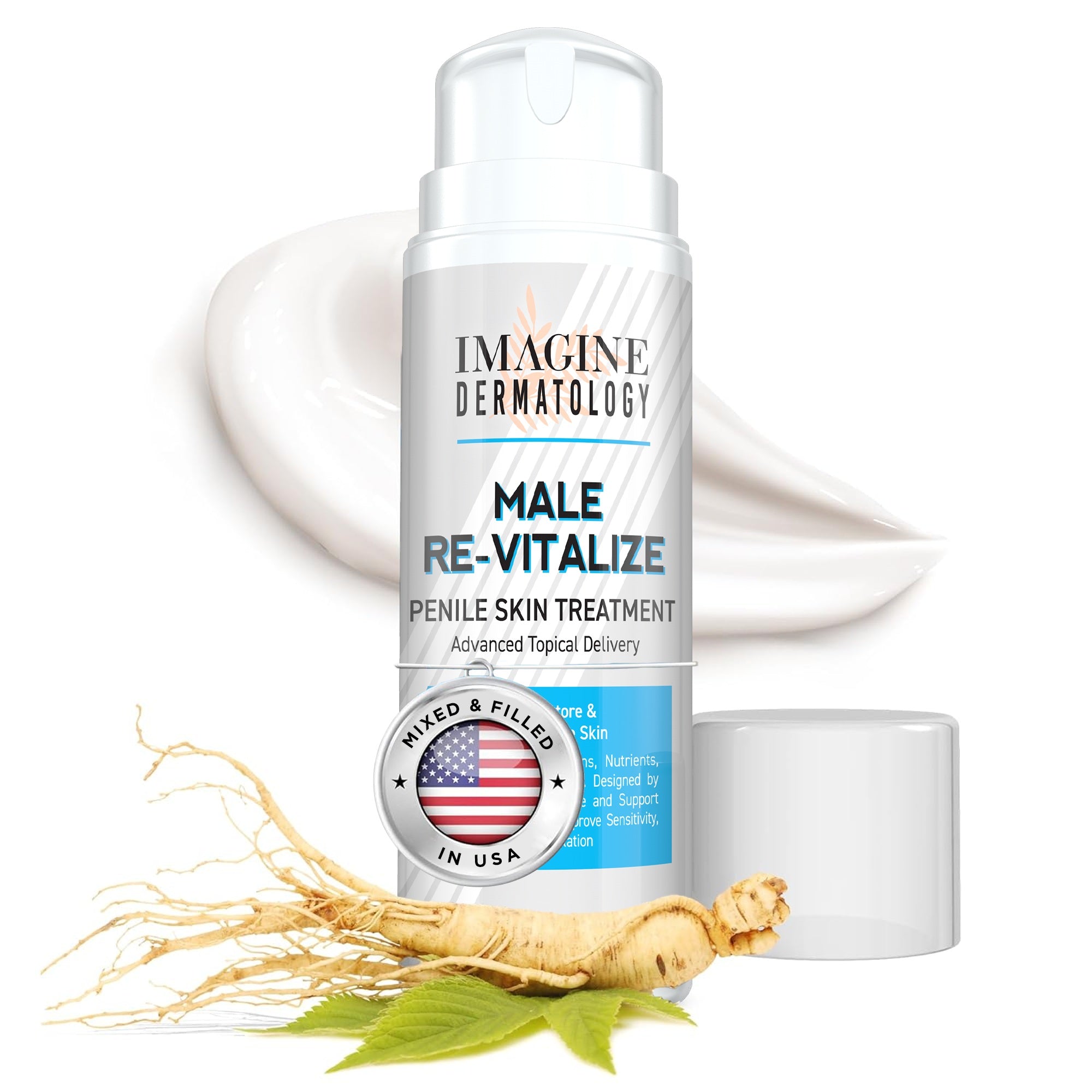 Large Penile Health Relief Cream No Mess Large Pump Help Soothe & Restore Red Irritated Chaffed Skin Male Re-Vitalize Large 5oz Size (5fl oz/ 150ml)