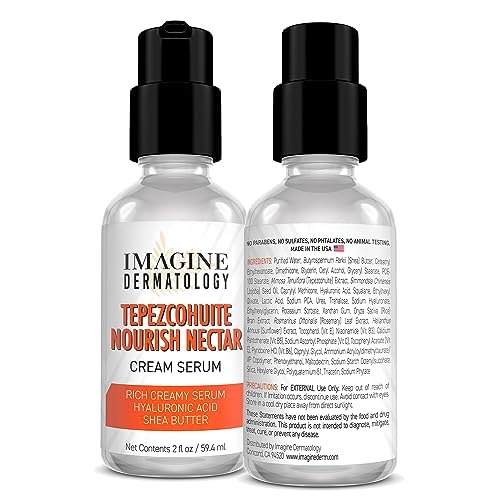 Tepezcohuite Nourish Nectar Concentrated Hyaluronic Acid Shea Butter Cream Serum Moisturizer Mimosa Tenuiflora Bark Extract Used by Mayan Healers Unscented Paraben Free Made in USA 2 fl oz/ 59.4 ml